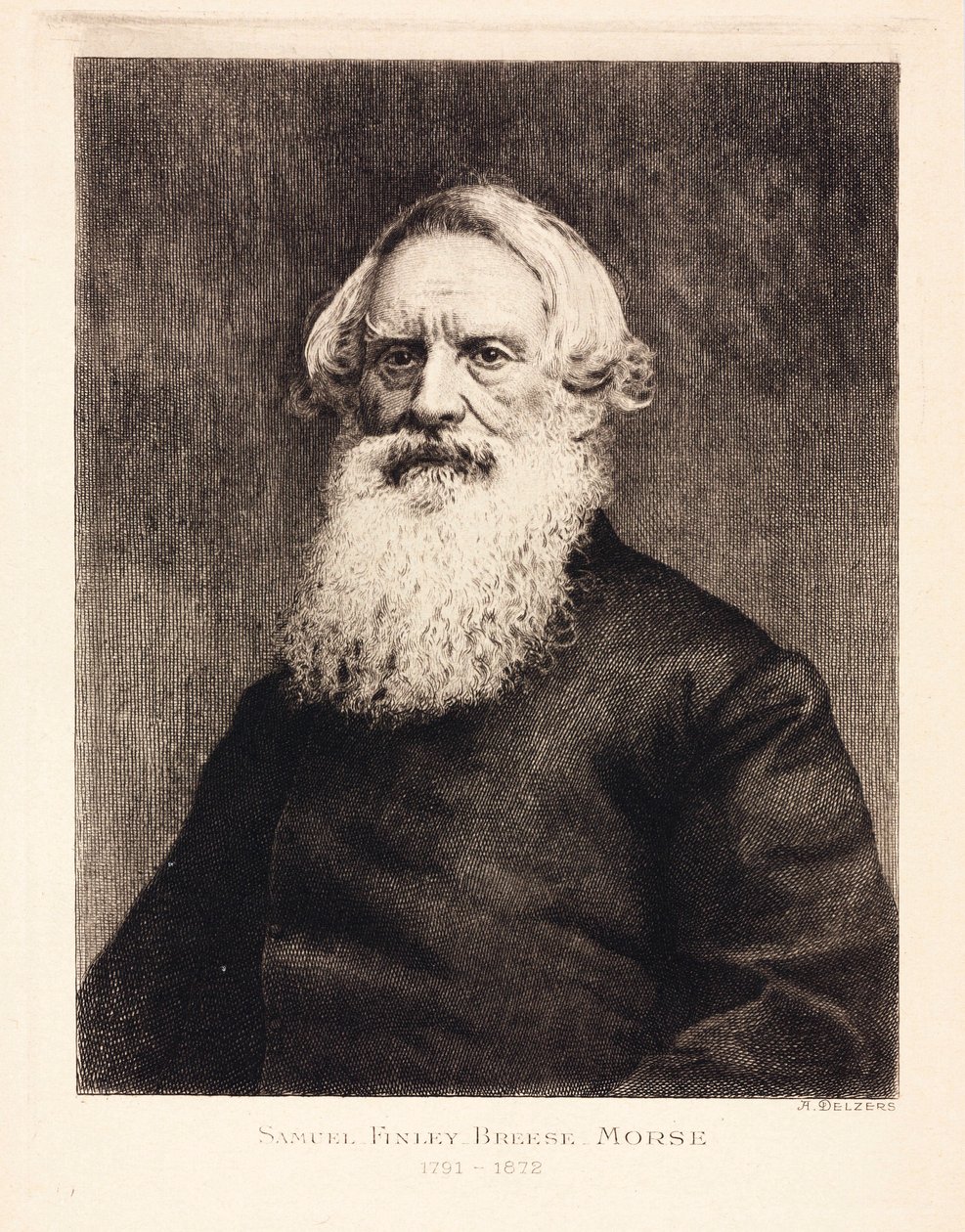 Samuel F B Morse, yhdysvaltalainen taiteilija ja morsekoodin keksijä, n. 1870 tekijältä Unbekannt