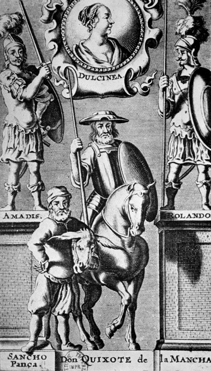 Sancho Panza ja Don Quijote, Dulcineen muotokuvan alla (Miguel de Cervantesin mukaan). tekijältä Unbekannter Künstler