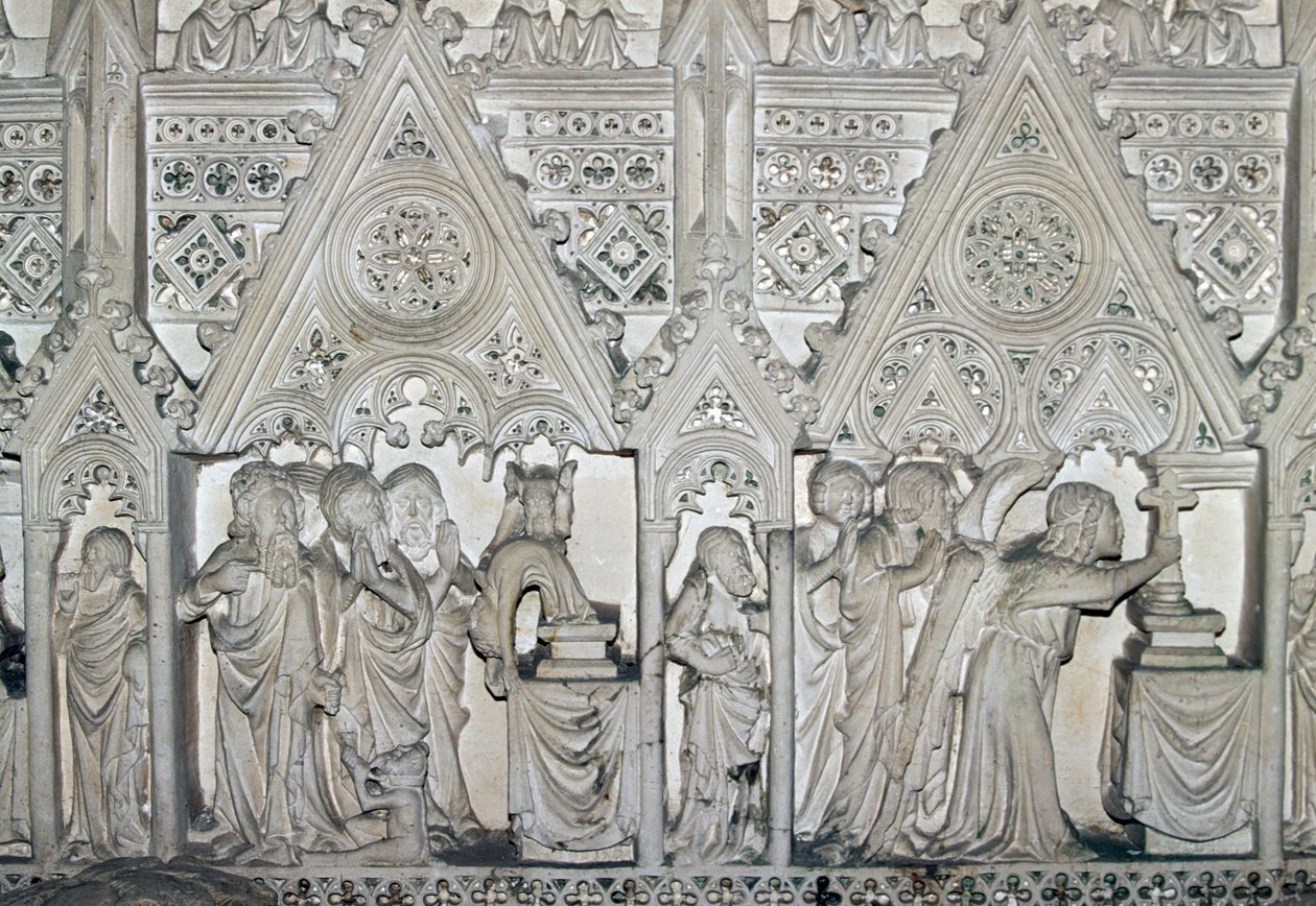 Pedro I:n (1320-1367) sarkofagi, jossa on kohtauksia Pyhän Bartolomeuksen elämästä, Alcobacan luostarin kirkko (Unescon maailmanperintöluettelo). tekijältä Benjamin Baud
