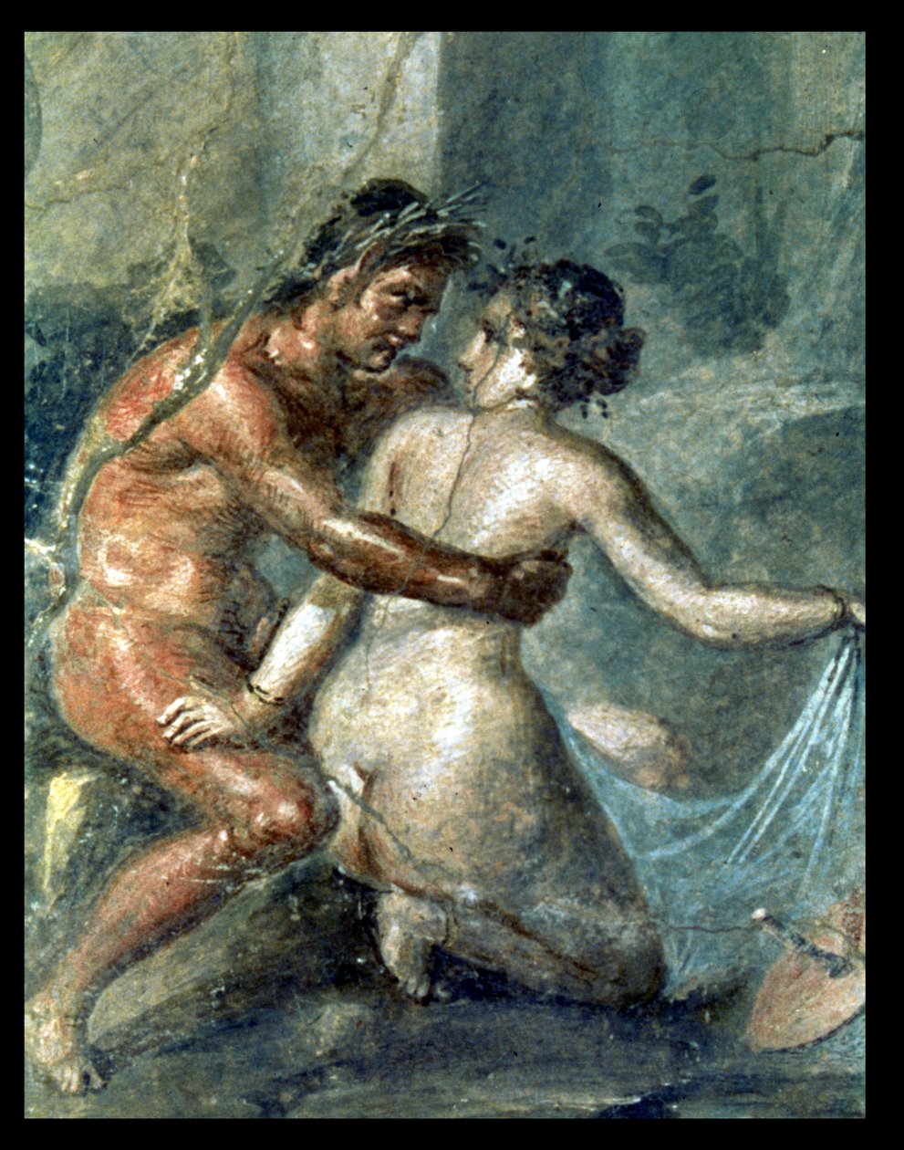 Satyr ja Maenad, yksityiskohta seinämaalauksesta Pompejista tekijältä Unbekannter Künstler