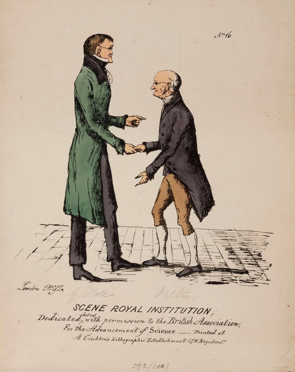 Scene Royal Institution: Gerrit Moll ja John Dalton, n. 1831-1840 tekijältä Unbekannt