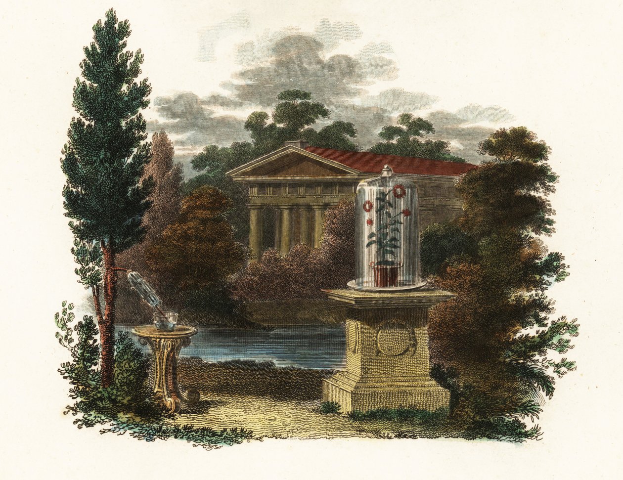 Stephen Halesin tieteelliset keksinnöt puutarhassa.1802 (kaiverrus) tekijältä Unbekannter Künstler