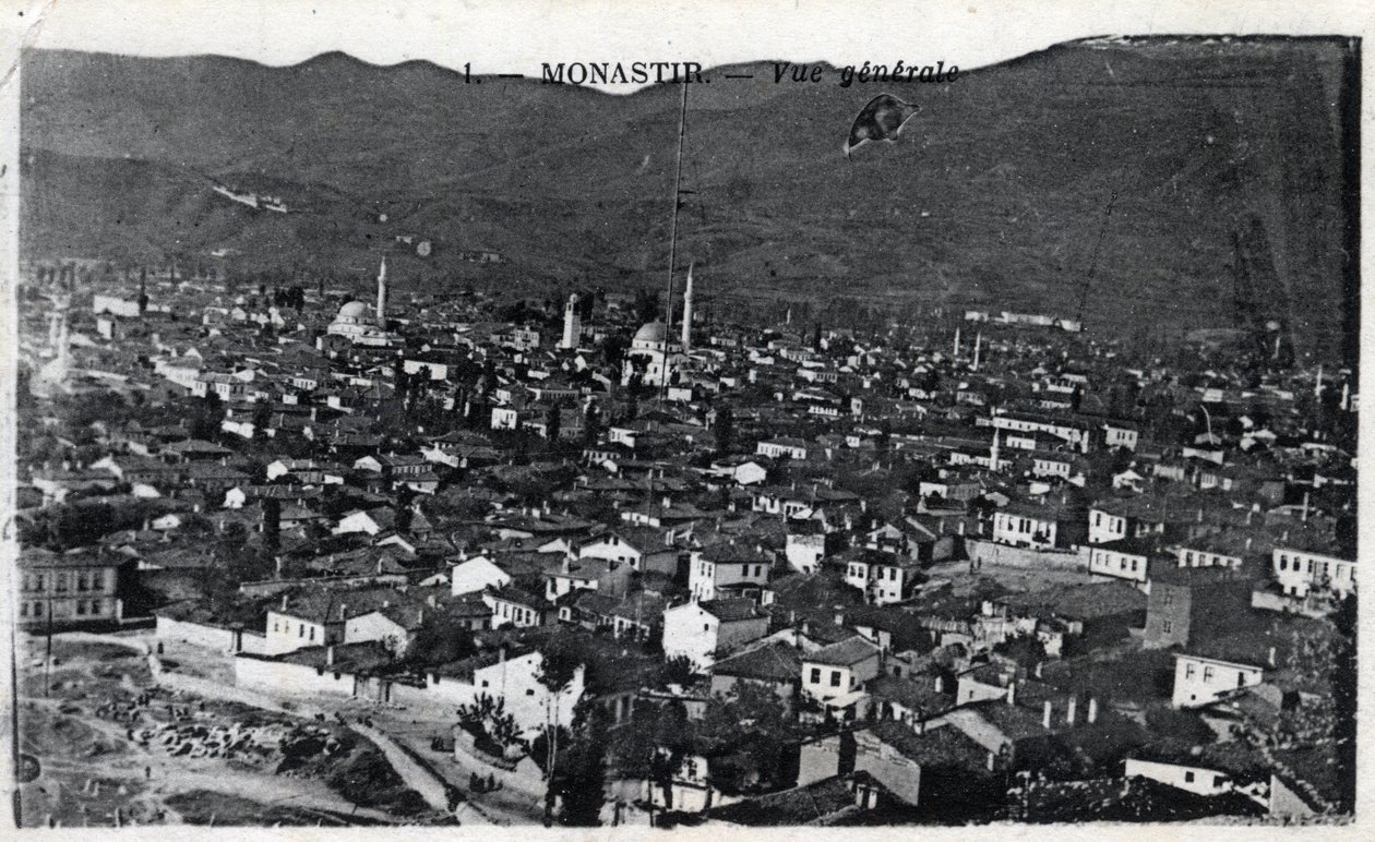 Serbia, Monastir: yleinen näkymä kaupunkiin, Monastir on nimeltään desormais Bitola ja sijaitsee Makedoinassa - Postikortti 1914-1918 tekijältä William M. Timlin