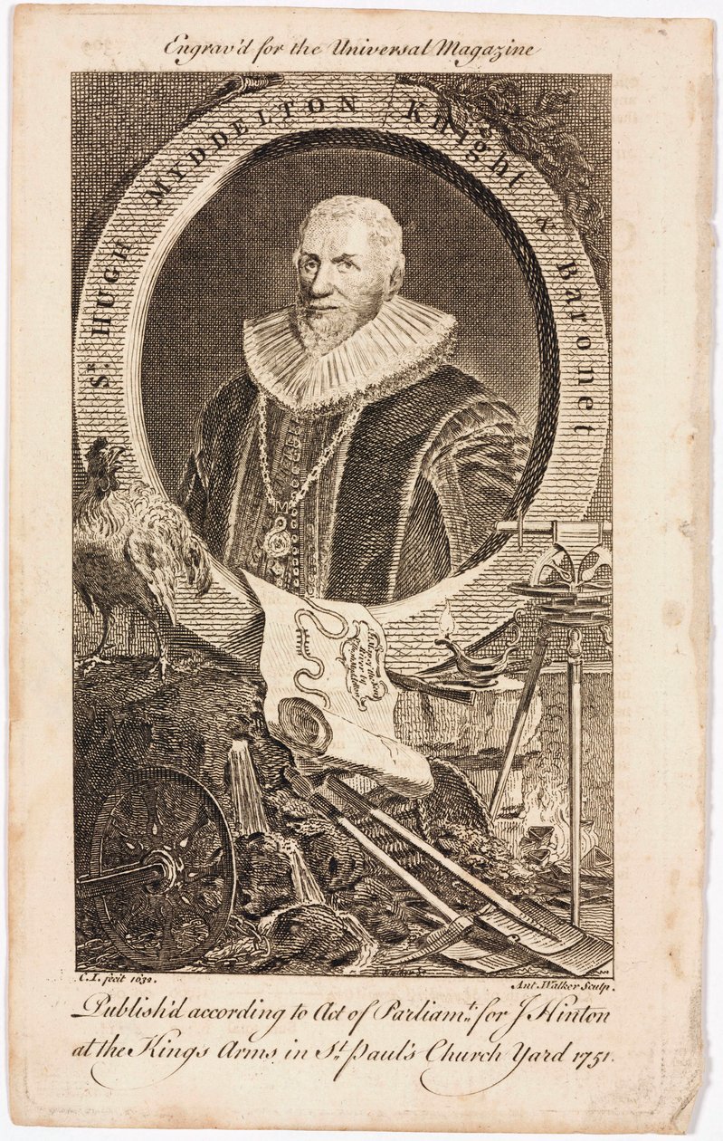 Sir Hugh Myddelton, walesilainen kultaseppä ja insinööri, n. 1620-luku tekijältä Unbekannt
