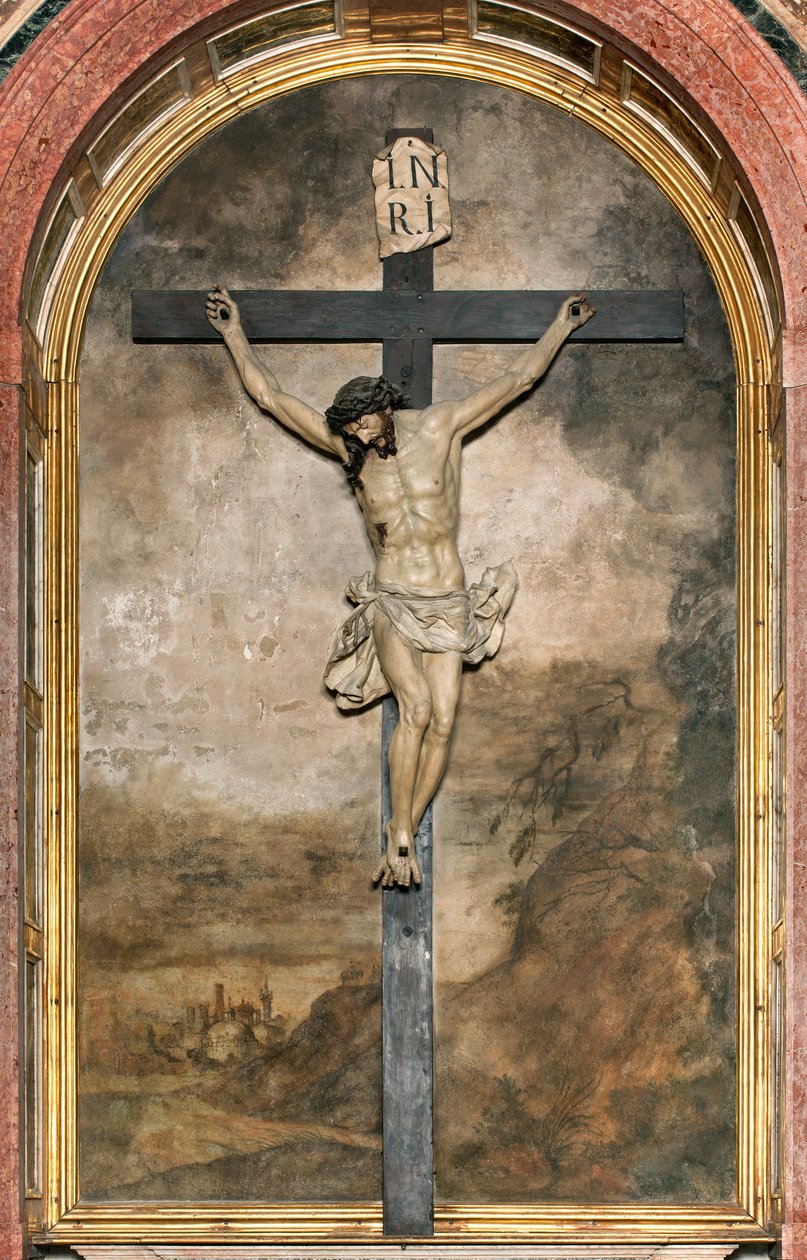 South Transept, Krusifiksin alttari, Angelo Nani ja Carlo Natali 1641, Giacomo Bertesin puuarkku 1687, Santa Maria Assuntan katedraali, Cremonan katedraali, Lombardia, Italia (kuva) tekijältä Unbekannt