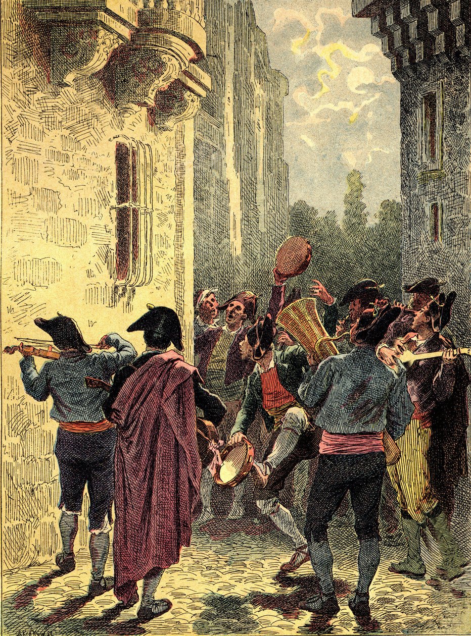 Espanjalainen serenadi. Kaiverrus teoksessa "The Peoples of the Earth" 1890. tekijältä Unbekannter Künstler