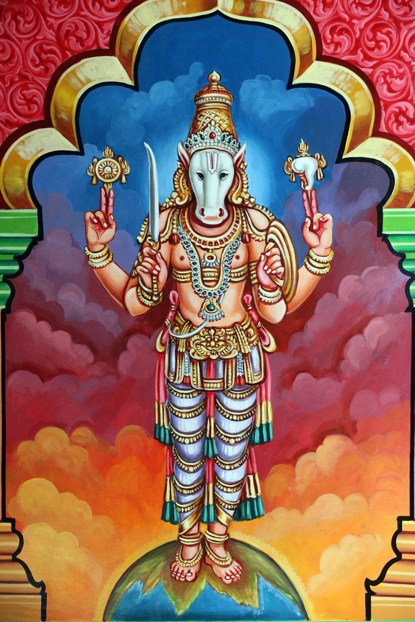Sri Vadapathira Kaliammanin hindutemppeli. Vishnun avatar. Kalkin 10. inkarnaatio. Singapore tekijältä Unbekannt