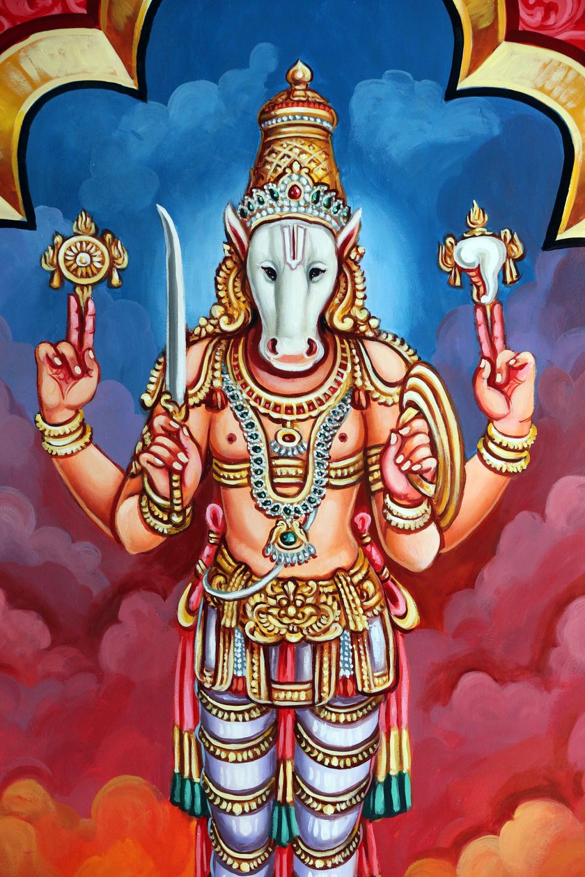 Sri Vadapathira Kaliammanin hindutemppeli. Vishnun avatar. Kalkin 10. inkarnaatio. Singapore tekijältä Unbekannt
