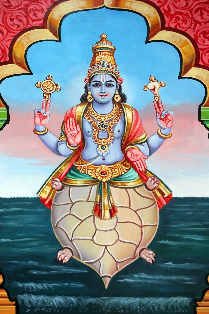 Sri Vadpathir Kaliammanin hindutemppeli. Vishnun avatar. Kurman toinen inkarnaatio. Singapore tekijältä Unbekannt