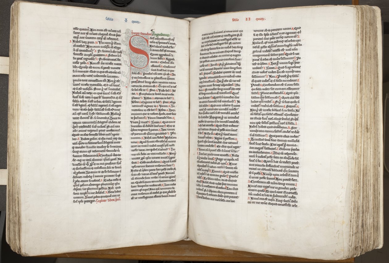Pyhä Augustinus Hippo "Ooppera", Fol 151 verso 152 recto, n. 1200 (kynä ja muste pergamentille) tekijältä Unbekannt
