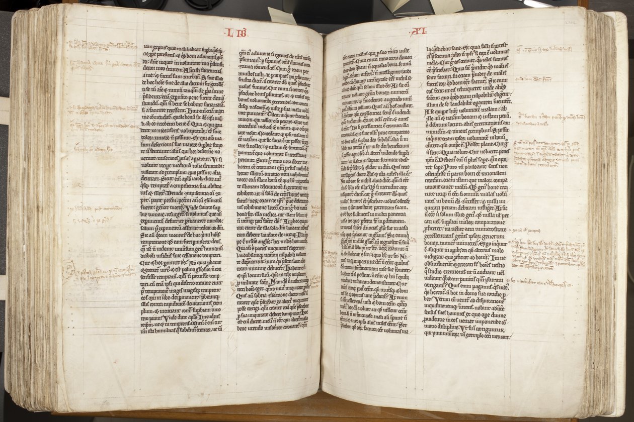 Pyhä Augustinus Hippo "Ooppera", Fol 243 verso 244 recto, n. 1200 (kynä ja muste pergamentille) tekijältä Unbekannt