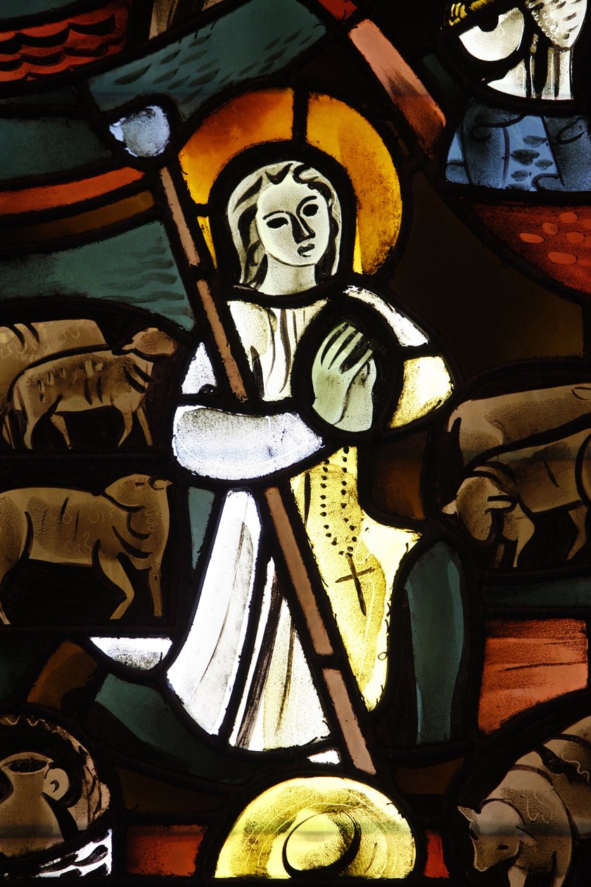 Jean-Marie Vianneyta kuvaava lasimaalaus Notre-Dame-de-la-Trinite kirkossa, Blois, Ranska tekijältä Unbekannt