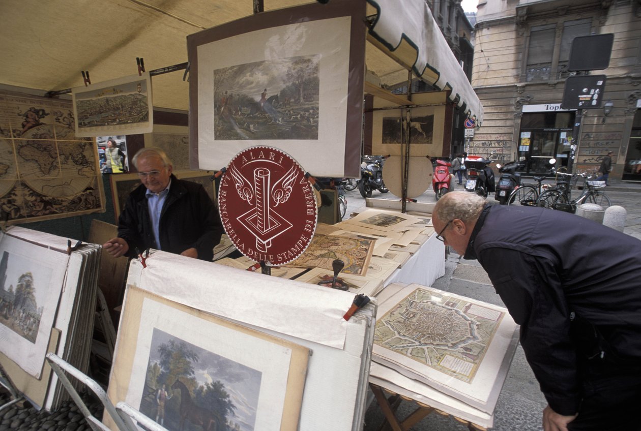 Printtien myyntipiste, Piazza del Carmine, Milano, Lombardia, Italia tekijältä Unbekannt