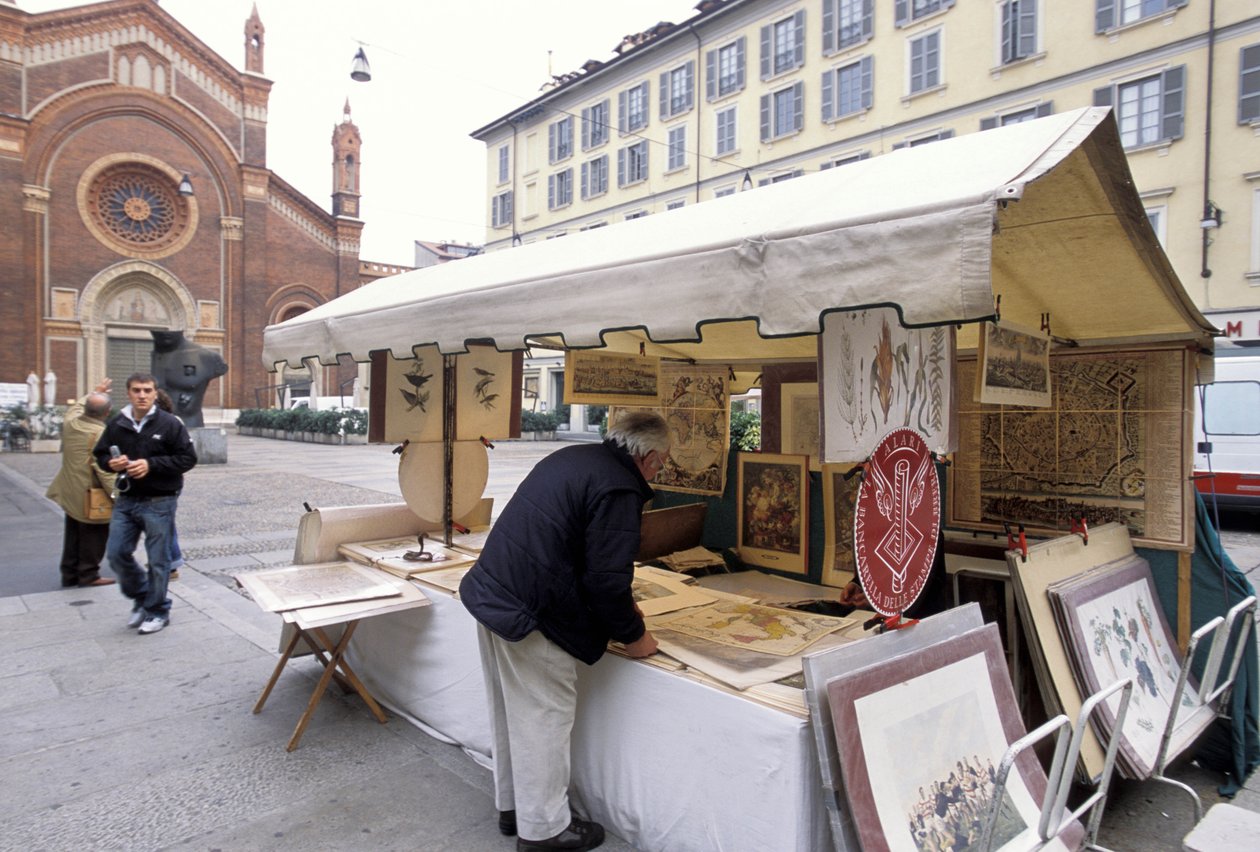 Printtien myyntipiste, Piazza del Carmine, Milano, Lombardia, Italia tekijältä Unbekannt