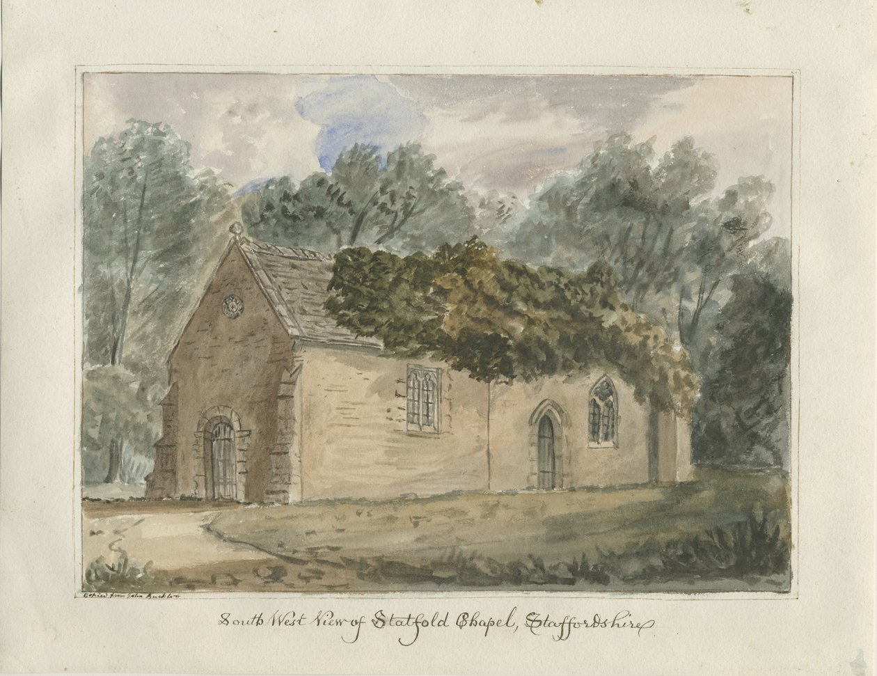 Statfold Chapel: akvarellimaalaus ja [?1800-luvun puoliväli] tekijältä Unbekannt