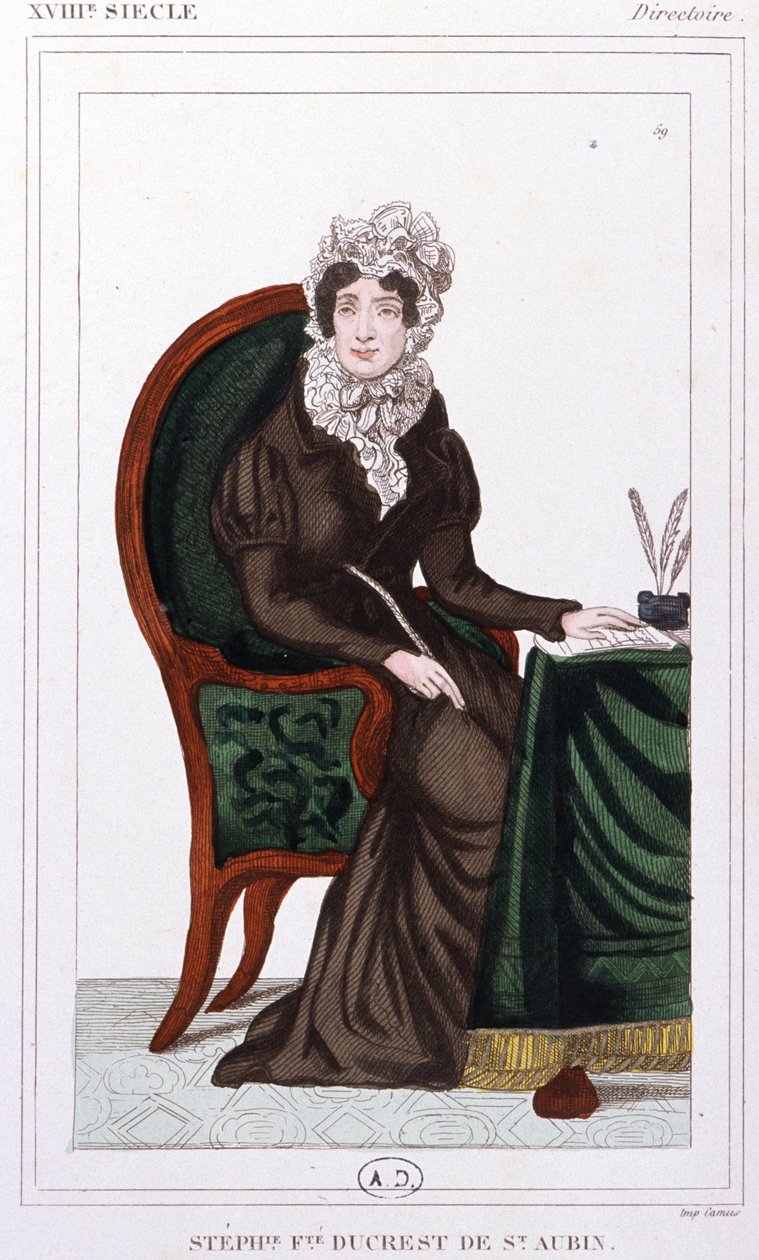 Stephanie Ducrest de Saint-Aubin, Genlisin kreivitär, noin 1810 (kaiverrus). tekijältä Unbekannter Künstler
