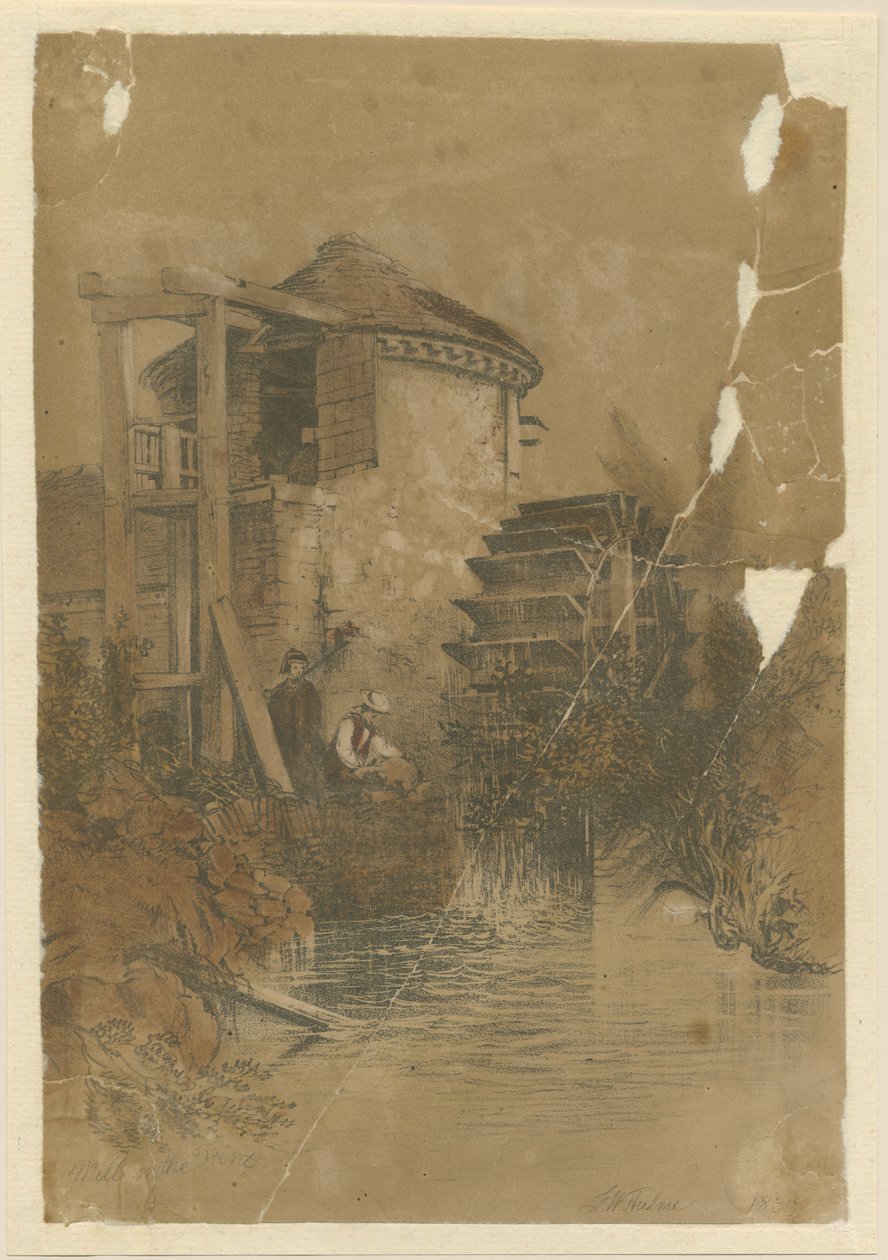 Stoke-upon-Trent - Boothen Mill: sävytetty litografia, 1839 tekijältä Unbekannt