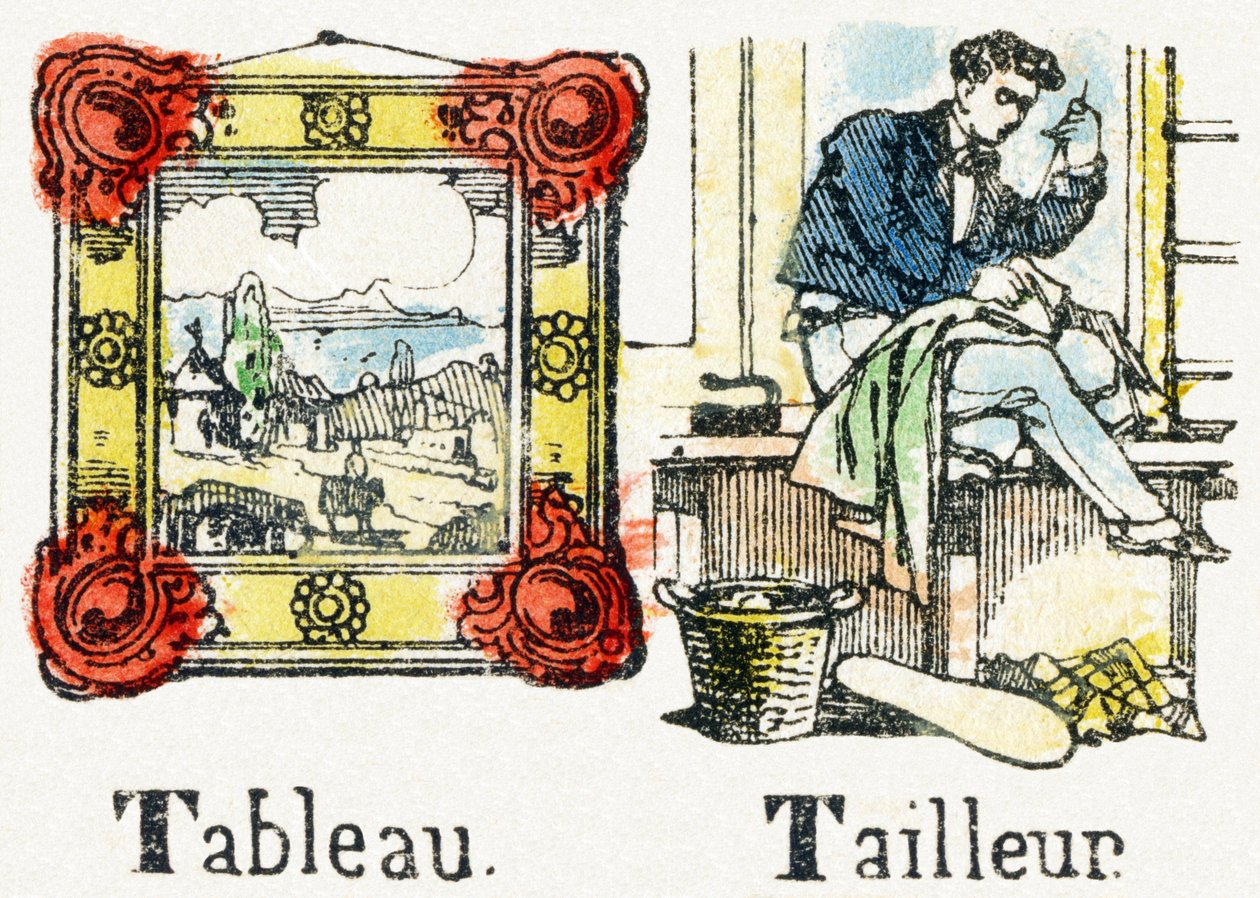 T - Tableau Tailleur - Child Entertainment Alphabet c.1890 (litografia) tekijältä Unbekannt