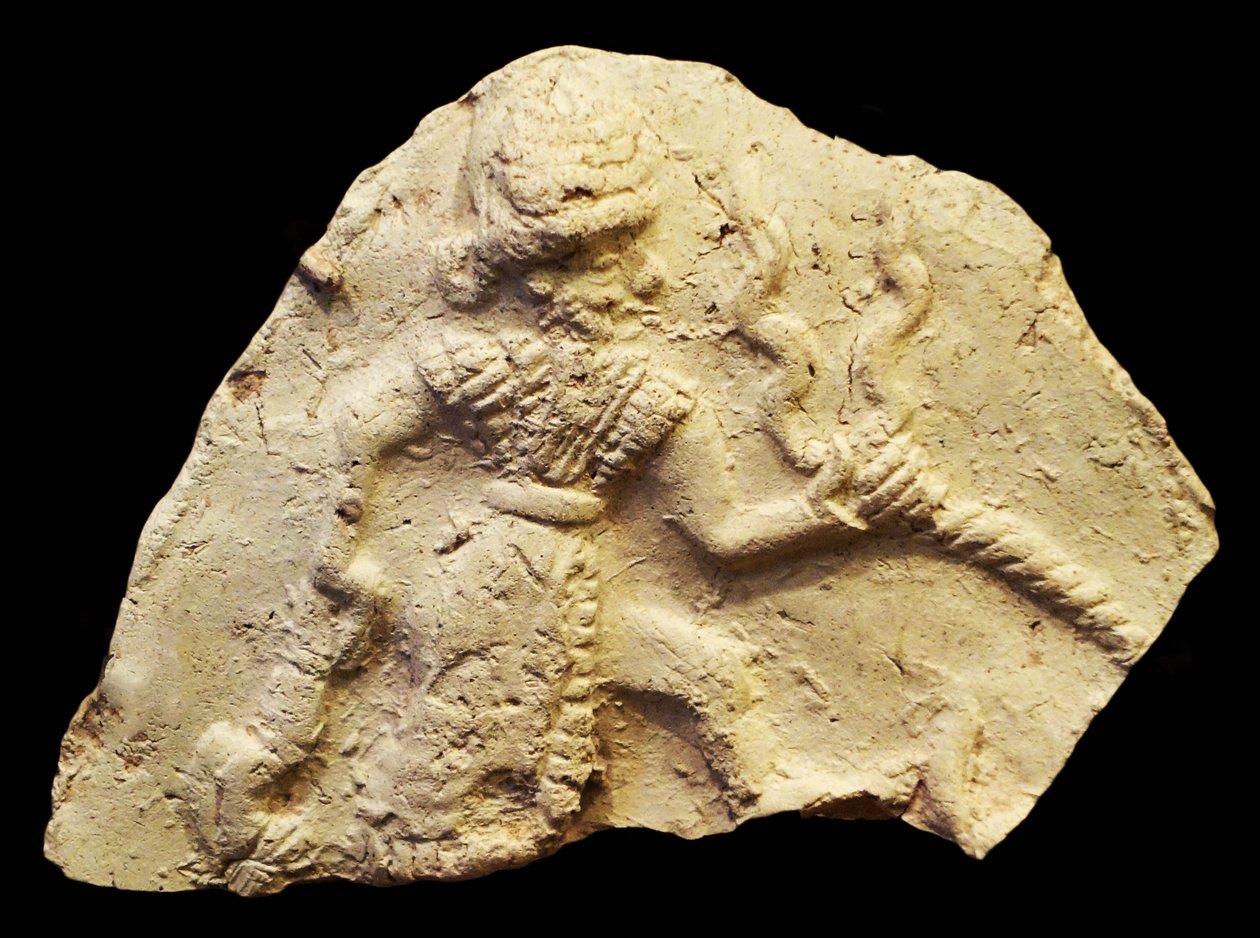 Tabletti, joka esittää myrskyjumala Ischali, Isun Larsa, Babylon, Mesopotamia, noin 2000-1600 eaa. tekijältä Unbekannt