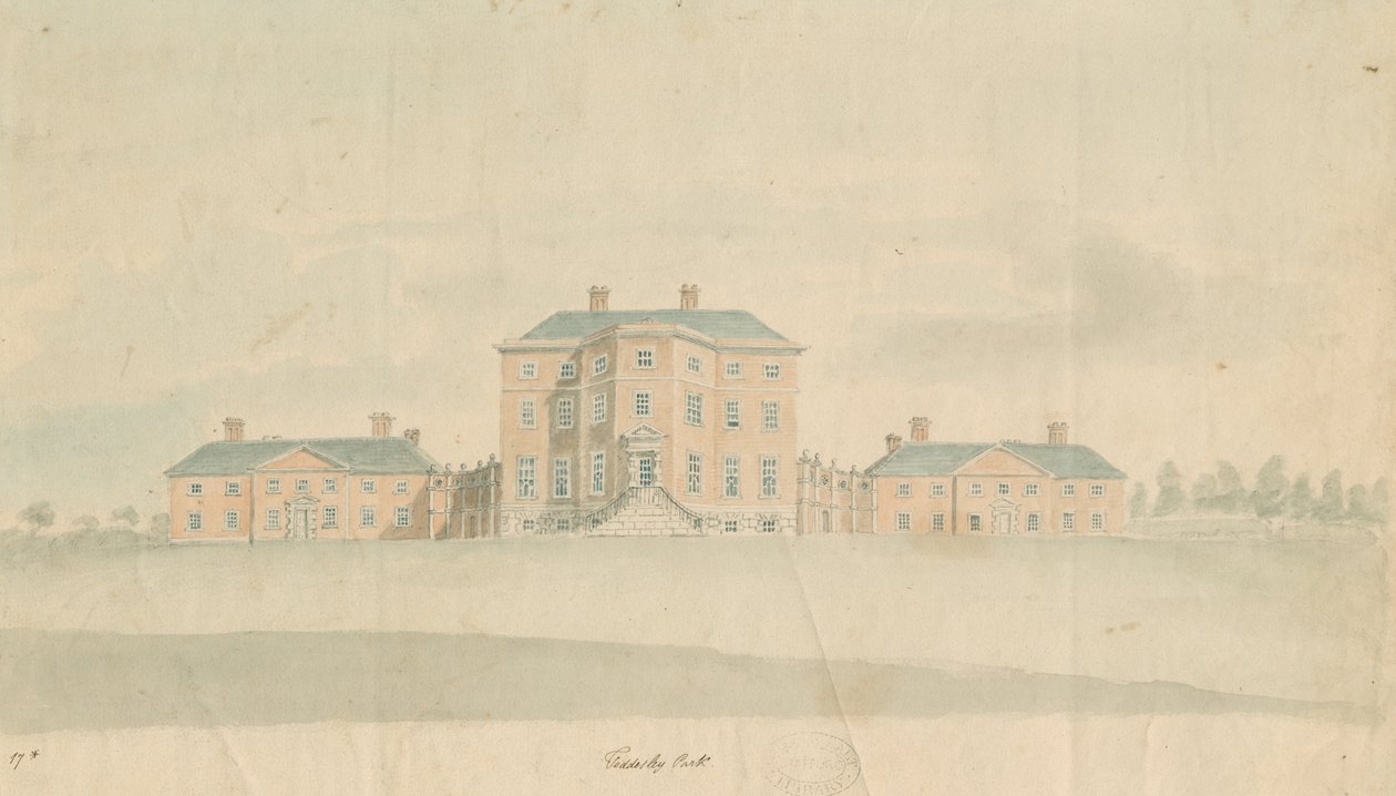 Teddesley Hall: akvarellimaalaus ja [1700-luvun loppu] tekijältä Unbekannt