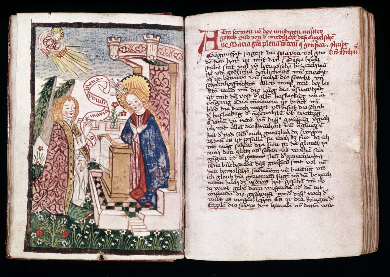 Ilmestys, kuvitus Tuntien kirjasta (vellum) tekijältä Unbekannt