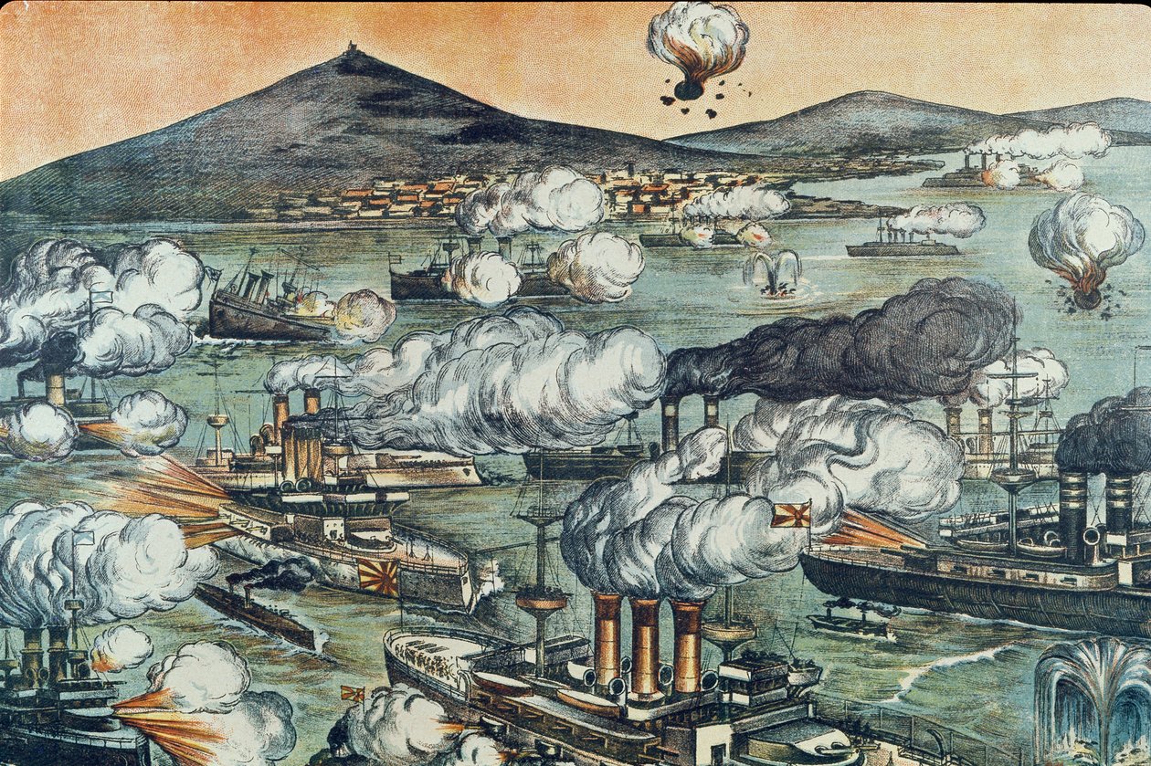 Port Arthurin taistelu 8.2.1904 (kaiverrus) tekijältä Unbekannter Künstler