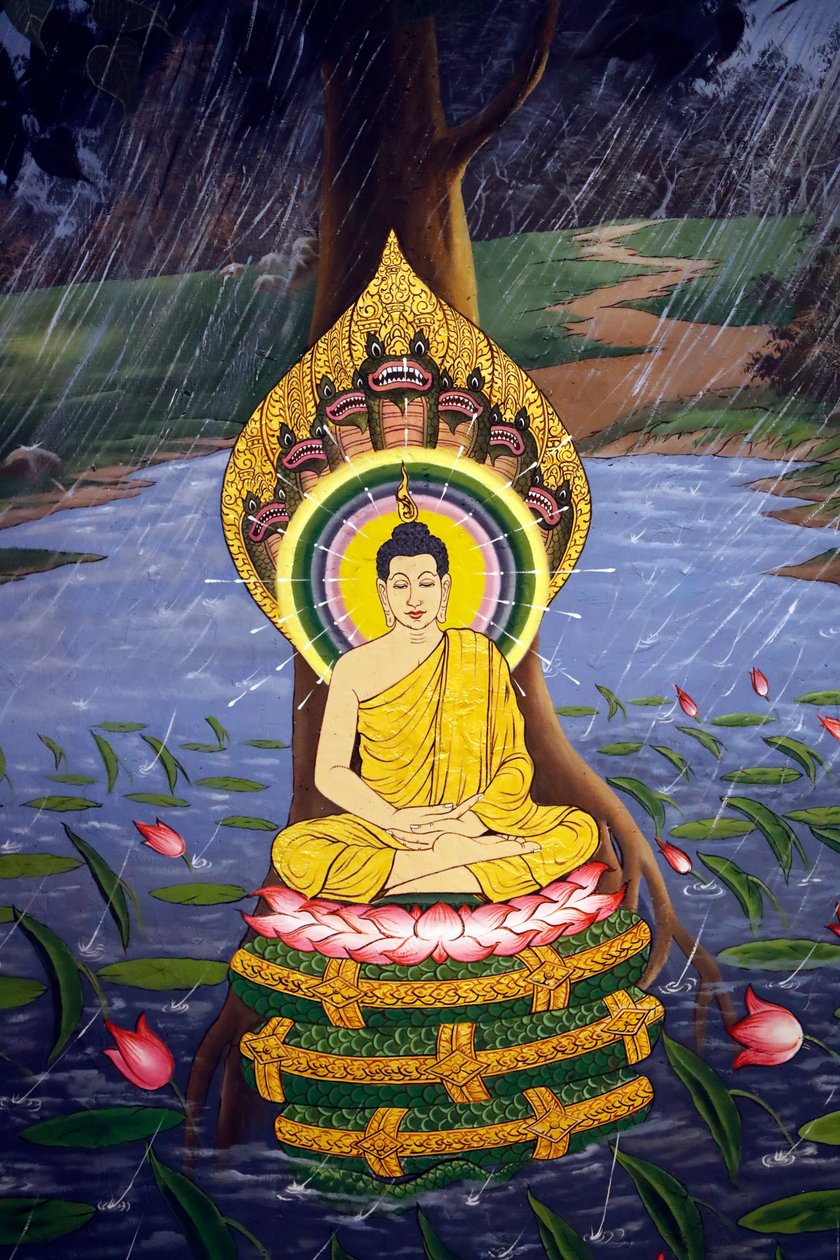 Buddhan elämä, Siddhartha Gautama, Wall fresko, Wat Botum temppeli, Phnom Penh, 2022 (kuva) tekijältä Unbekannter Künstler