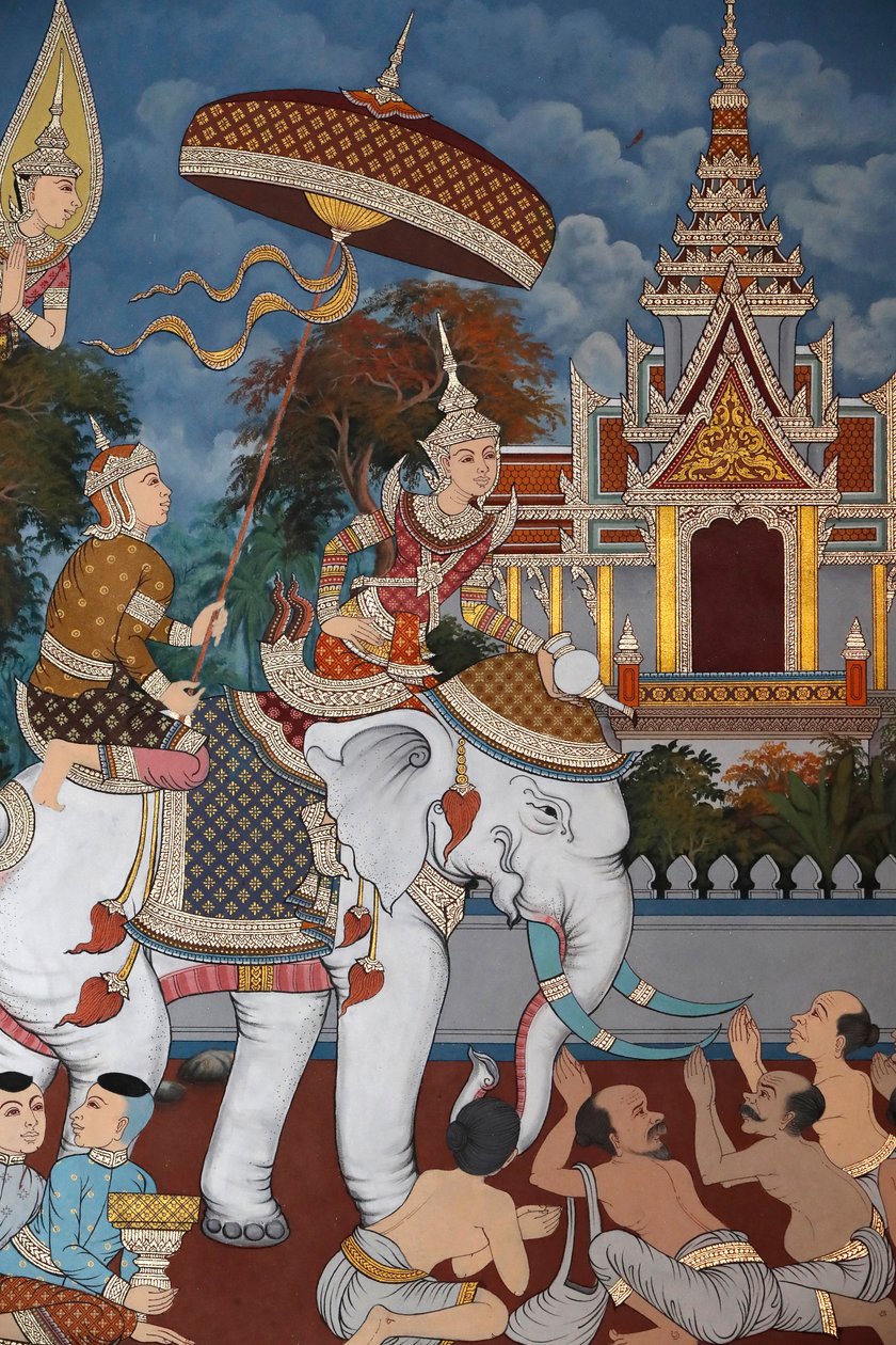 Buddhan elämä, seinä fresko, Wat Maniratanaramin luostari, Phnom Penh, 2022 (kuva) tekijältä Unbekannter Künstler