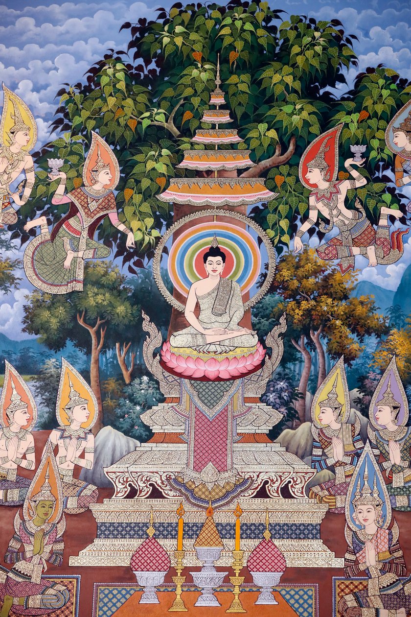 Buddhan elämä, seinä fresko, Wat Maniratanaramin luostari, Phnom Penh, 2022 (kuva) tekijältä Unbekannter Künstler
