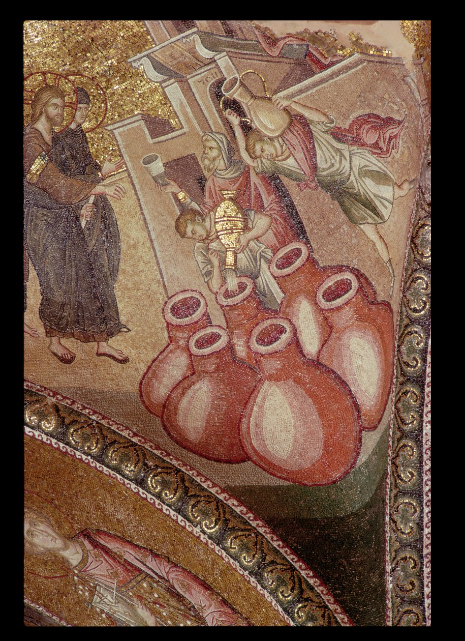 Canan ihme, Choran luostarista, Bysantista, noin 1300-luvulta (mosaiikki) (katso lisätietoja 119256) tekijältä Unbekannt