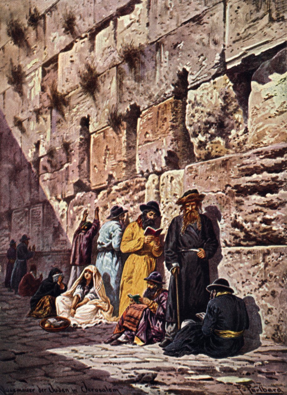 Itkumuuri Jerusalemissa 20. vuosisadan alussa (postikortti) tekijältä Unbekannter Künstler