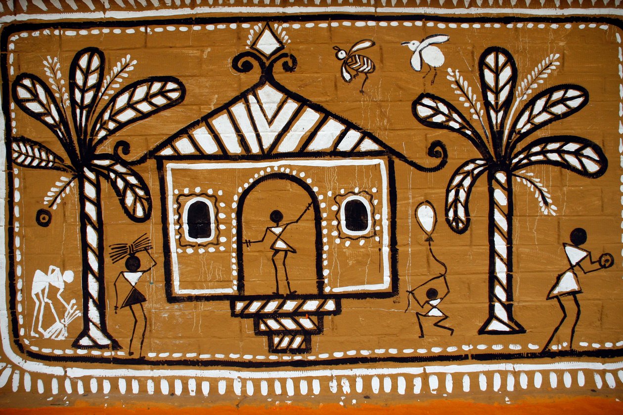 Opiskelijoiden maalaama Dhakan yliopiston Fine Art Instituten rajaseinä Pahela Baishakhin edessä. Dhaka, Bangladesh. 13. huhtikuuta 2008. (kuva) tekijältä Unbekannt