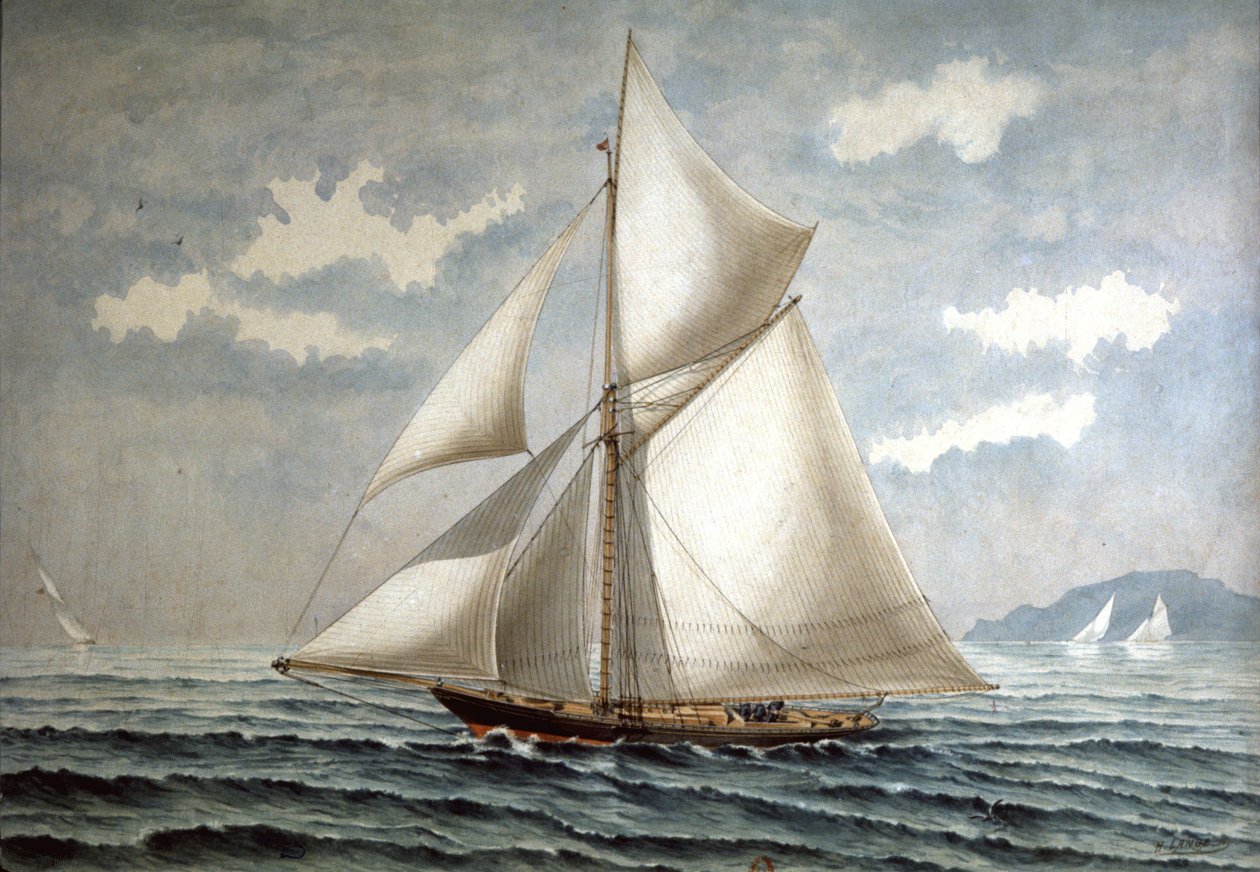 Purjevene La Bettina, 1800-luvun loppu (akvarelli) tekijältä Unbekannter Künstler