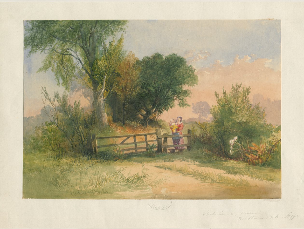 Trentham - Park Lane: akvarellimaalaus, nd [?1800-luku] tekijältä Unbekannt