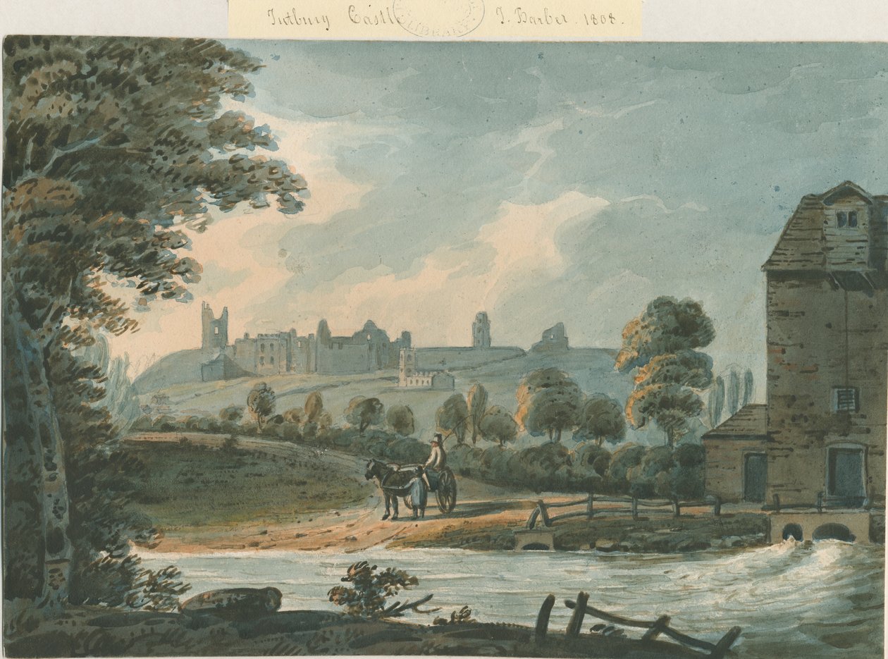Tutbury Castle - Kaakkoisnäkymä: akvarellimaalaus, 1808 tekijältä Unbekannt