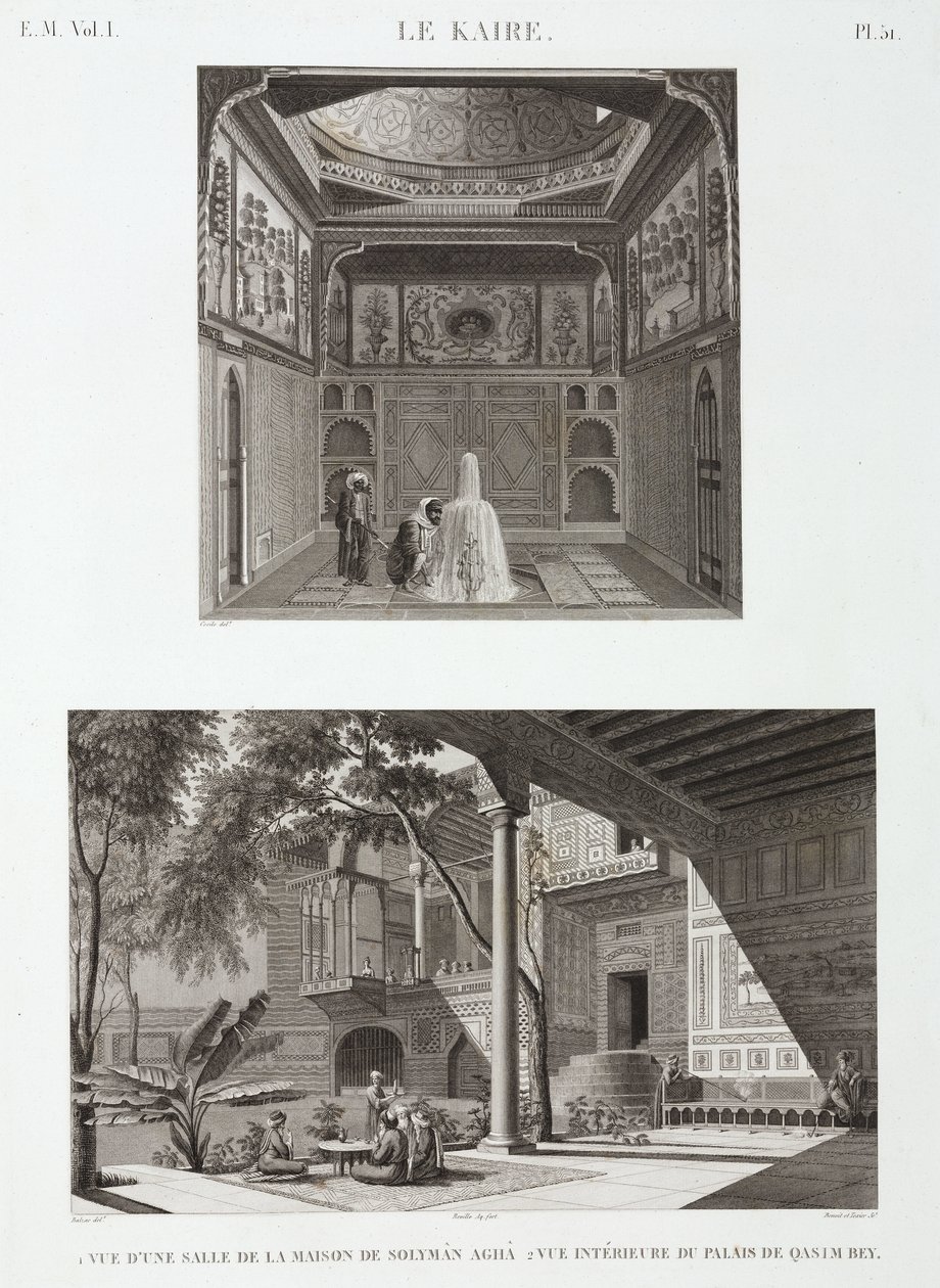 Kaksi esimerkkiä islamilaisesta arkkitehtuurista, Kairo, Egypti, n. 1798 tekijältä Unbekannt