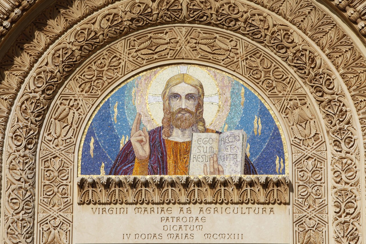 Santa Maria della Colturan basilikan tympanoni, Parabita, Apulia, Parabita, Italia tekijältä Unbekannt