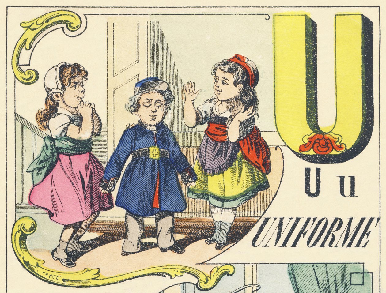 U : univormu - Games Alphabet, n. 1890 (kuva) tekijältä Unbekannt