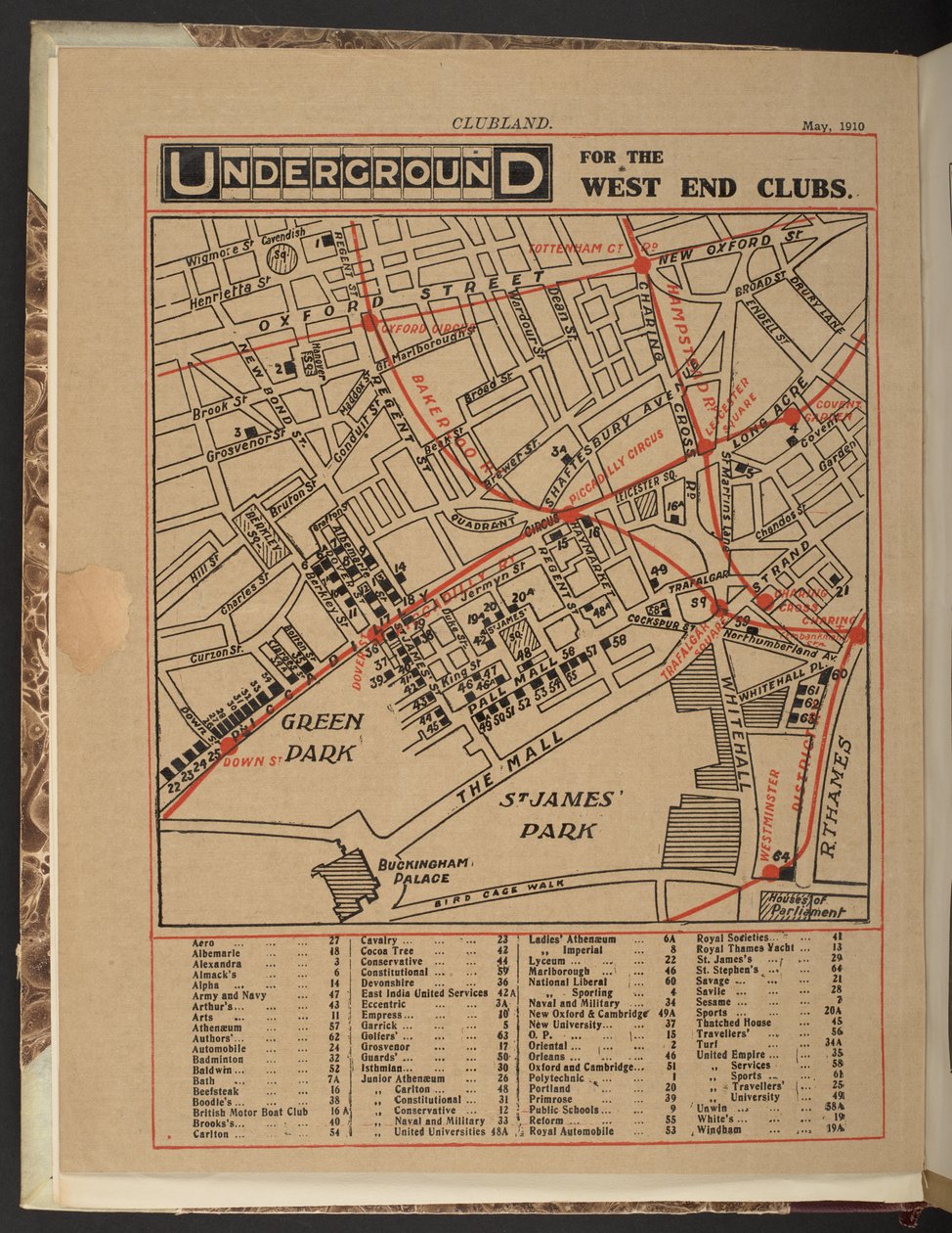 Underground West Endin klubeille, toukokuu 1910 tekijältä Unbekannter Künstler