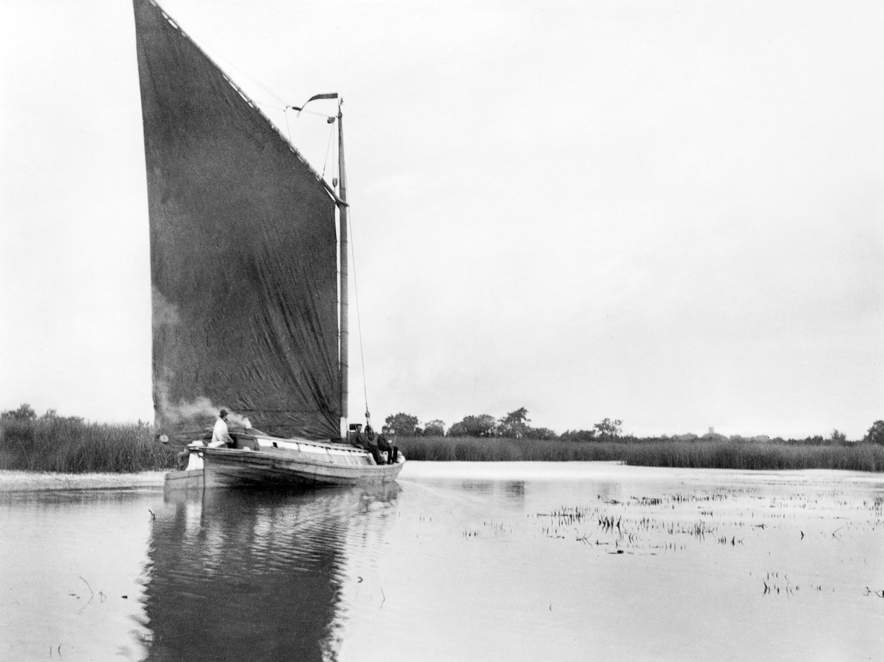 Iso-Britannia: Wherry Bure-joella Ranworthin lähellä. Norfolk Broads, tekijältä Unbekannt