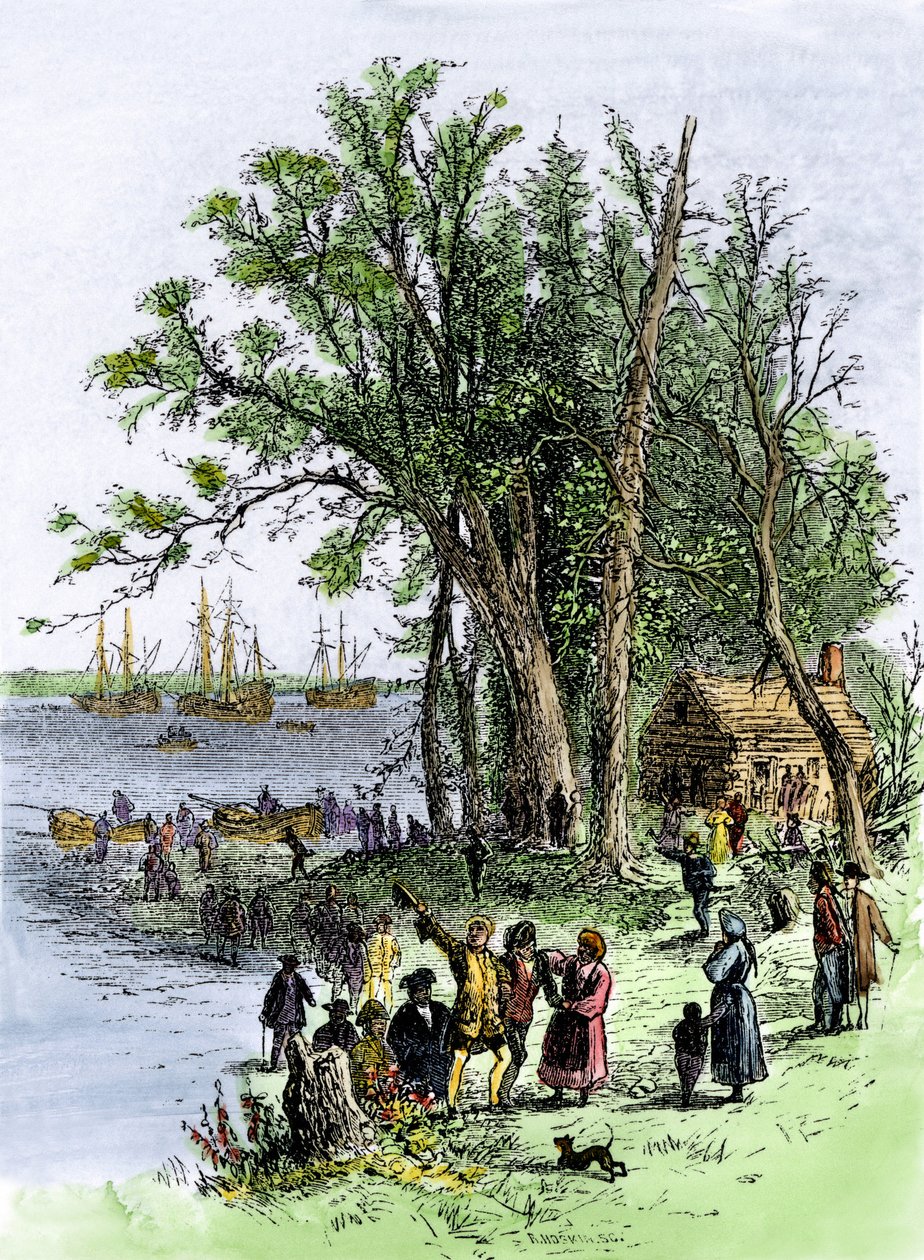 Yhdysvallat, Pennsylvanian osavaltio: William (William) Pennin poistaminen Pennsylvanian siirtokunnasta Philadelphiassa. tekijältä Unbekannter Künstler