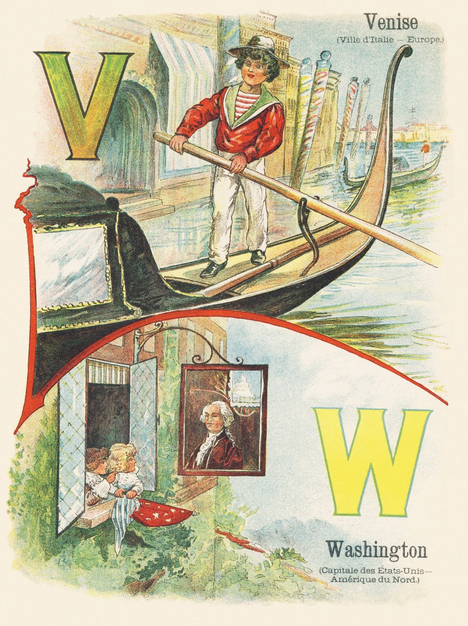 V W: Venetsia, Washington - Kahden maailman ABC. Emile Guerin, kustantaja, Pariisi, noin 1900. Mitat: 27,5 x 21,5 cm tekijältä Unbekannt