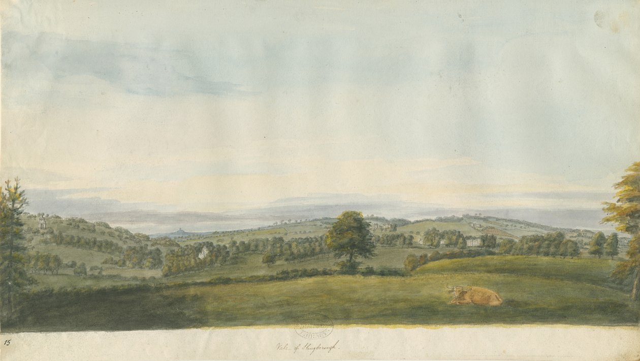 Vale of Shugborough: akvarellimaalaus, nd [1700-luvun loppu] tekijältä Unbekannt