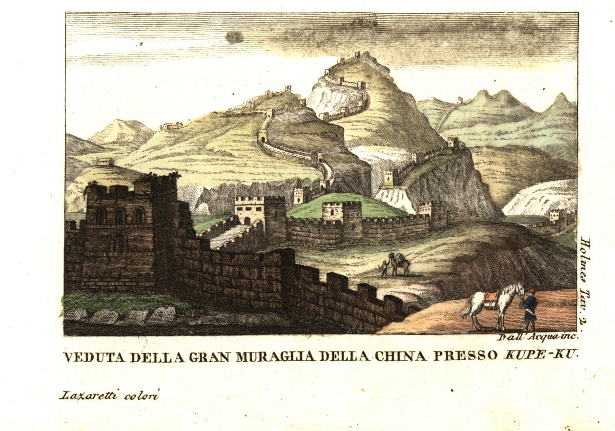 Näkymä Kiinan muurista lähellä Kou-Pee-Keowia, Kiinan ja Itä-Tartarian välisellä solalla. Kohdasta Samuel Holmesin (18.-19. vuosisata) Journal of a Voyage to China and Tartary. dell