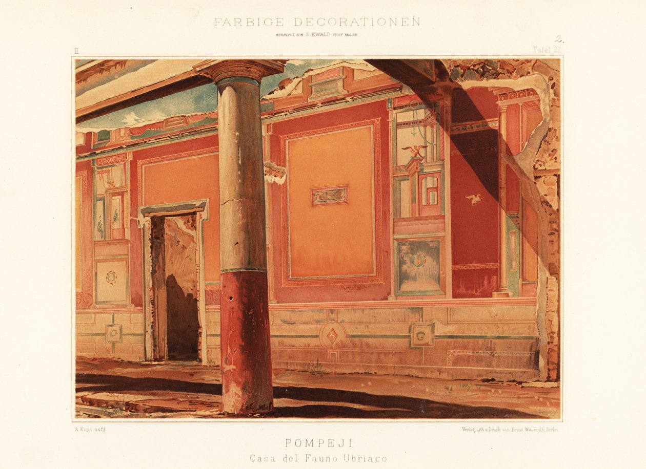 Näkymä humalaisen faunin talolle, Pompejissa. 1896 (kromolitografia) tekijältä Unbekannter Künstler