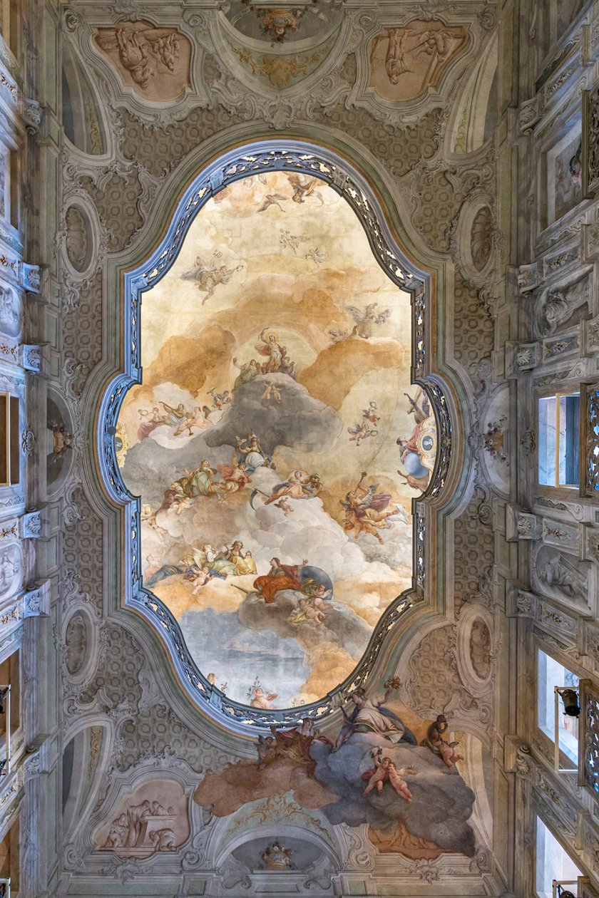 Näkymä kattoon, eteiseen tai eteiseen, Teatro Grande, Brescia, Italia (kuva) tekijältä Unbekannter Künstler