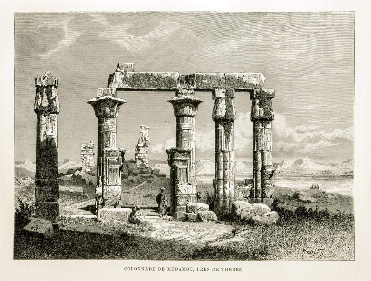 Näkymä Medamotin temppelin raunioista lähellä Thebes, Egypti Kuva Egyptin atlasesta tekijältä Unknown