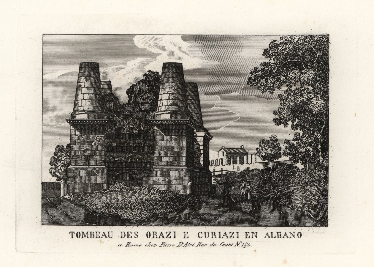 Näkymä Horatii- ja Curiatii-mausoleumin raunioista Appian tiellä, Rooma tekijältä Unbekannt