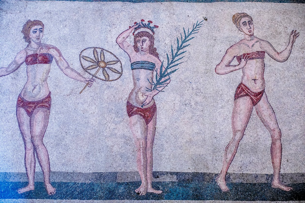 Villa Romana del Casale, Piazza Armerina, Sisilia, Italia. Mosaiikki. tekijältä Unbekannter Künstler