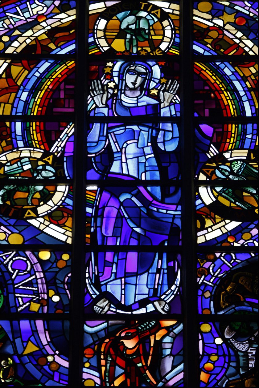 Neitsyt Marian lasimaalaus Notre-Dame-de-la-Trinite kirkossa, kirjoittaneet Louis Barillet & Jean Le Chevallier, Blois, Ranska tekijältä Unbekannt